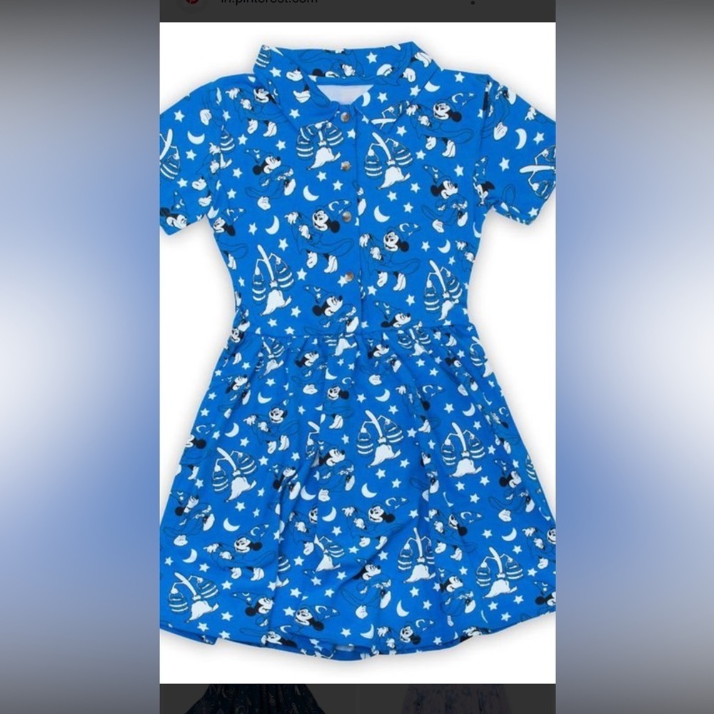 Disney Blue Sorcerer Mickey Mouse Moon & Stars Fantasia Dress